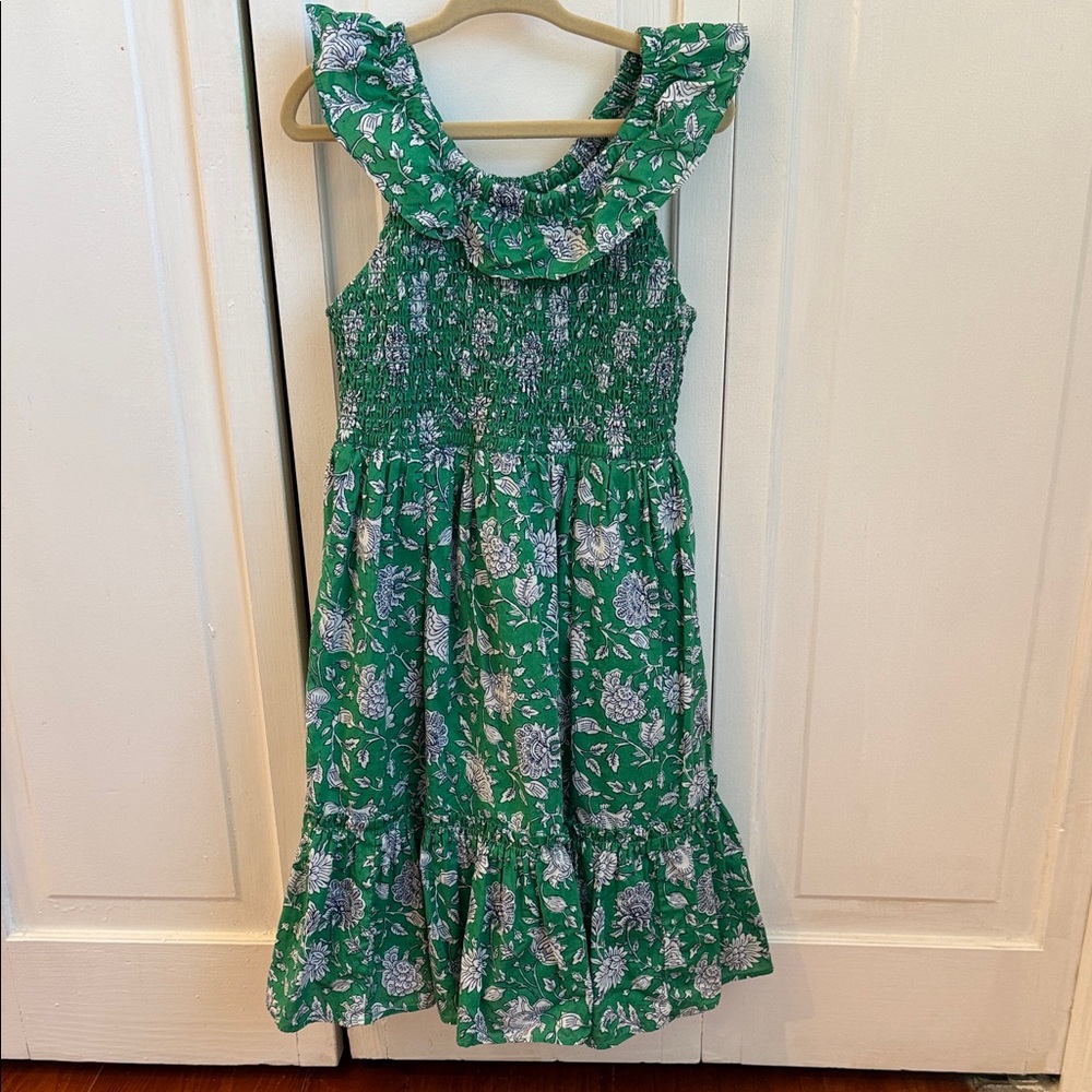 Crewcuts Green Floral Ruffle-Smocked Girls' Dress